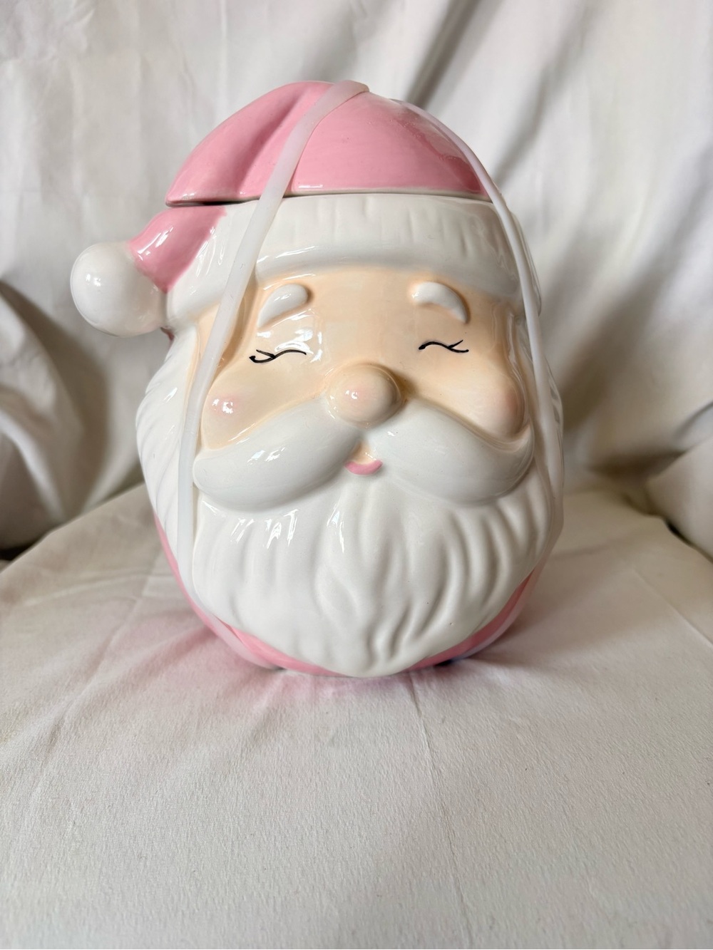 Pink Santa Ceramic Cookie Jar - Home Holiday